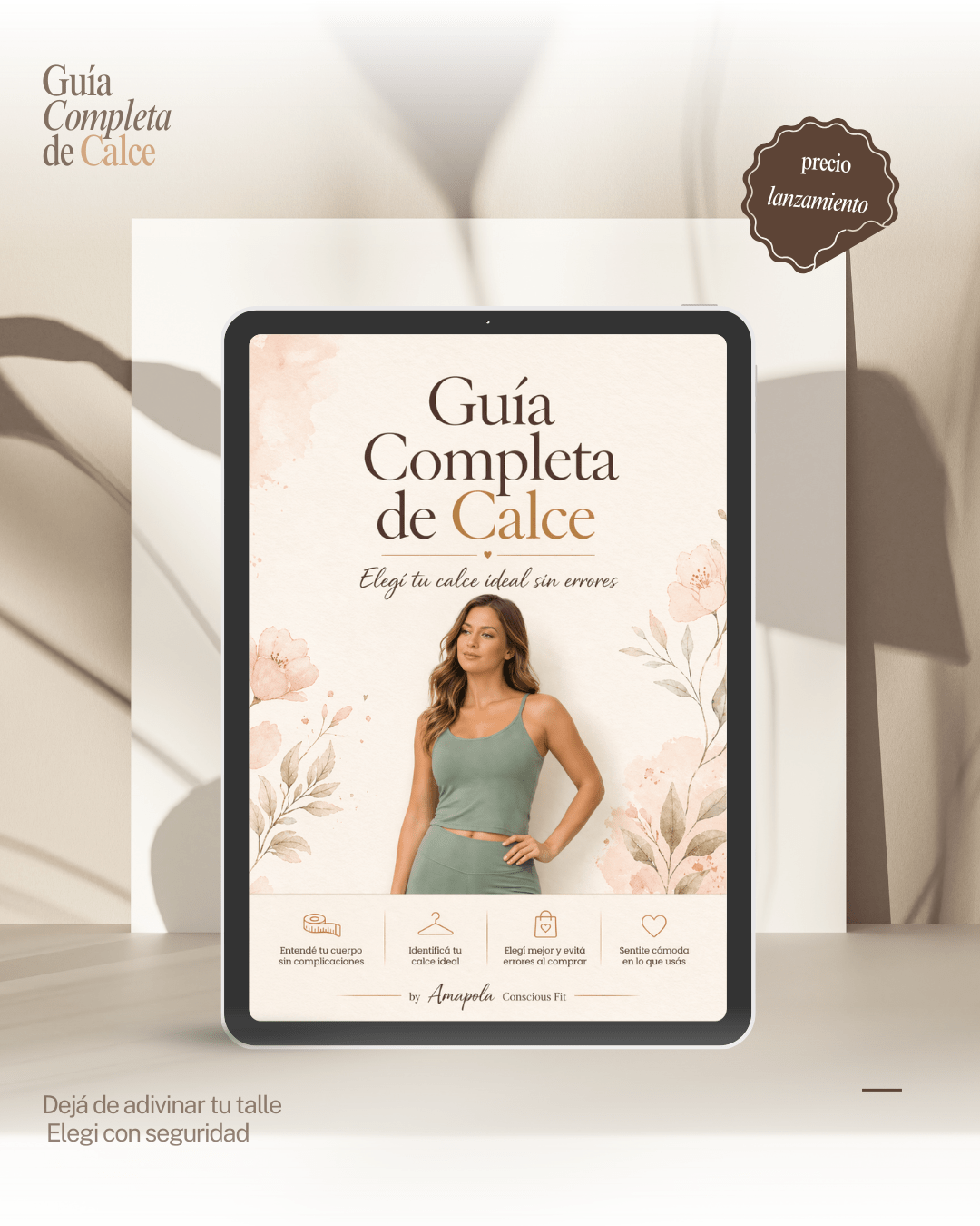 guia completa de talles amapola conscious fit mockup
