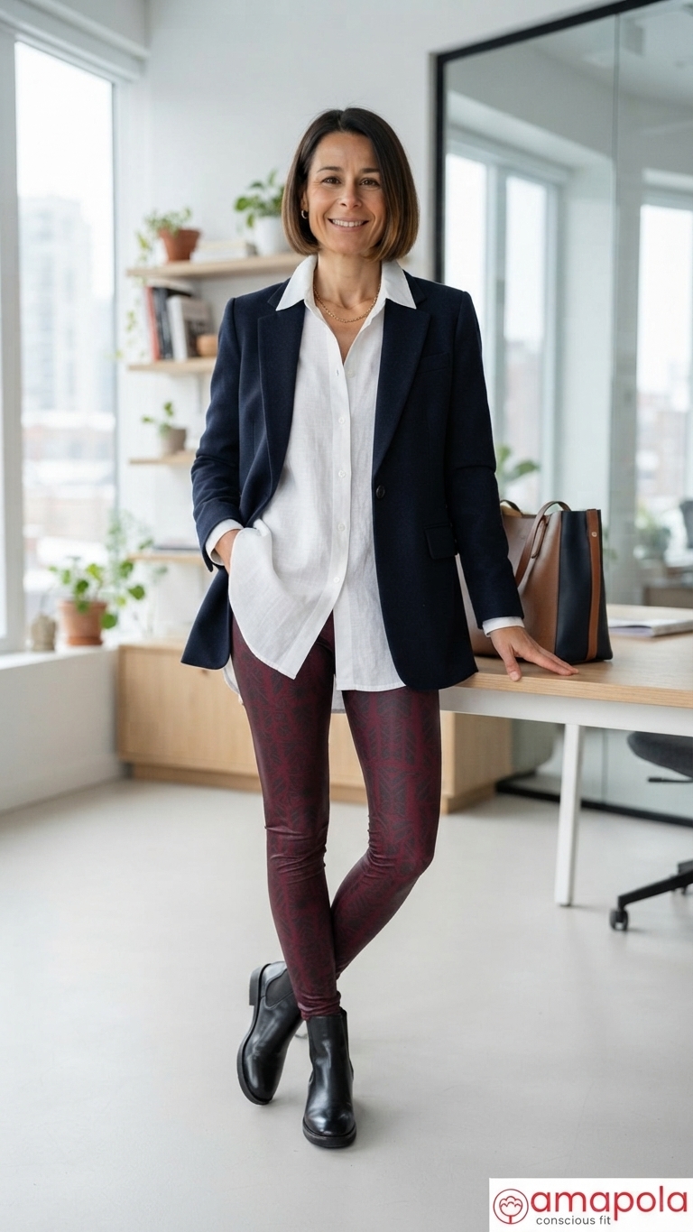 Calza Geometrica-Look Oficina - Lookbook amapola conscious fit