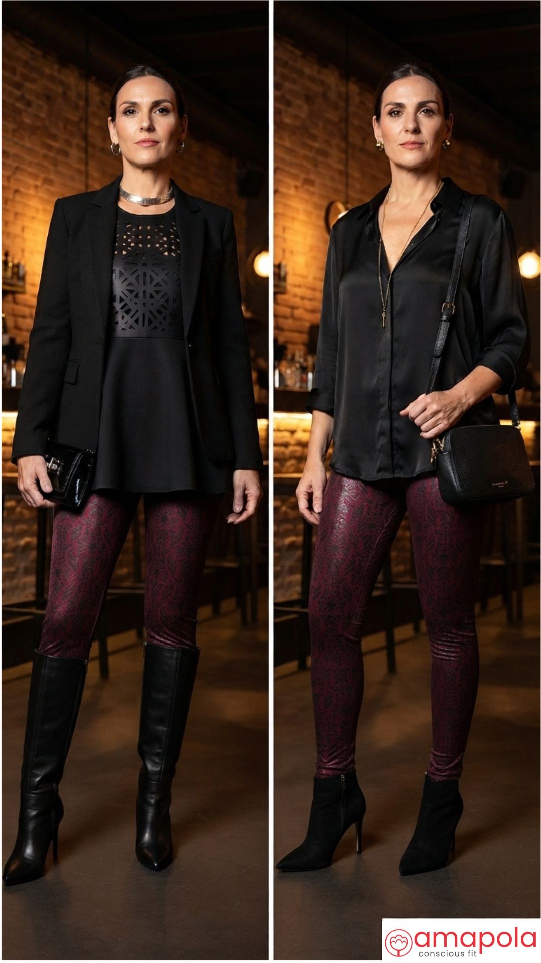 Calza Geométrica - Look noche - Lookbook amapola conscious fit
