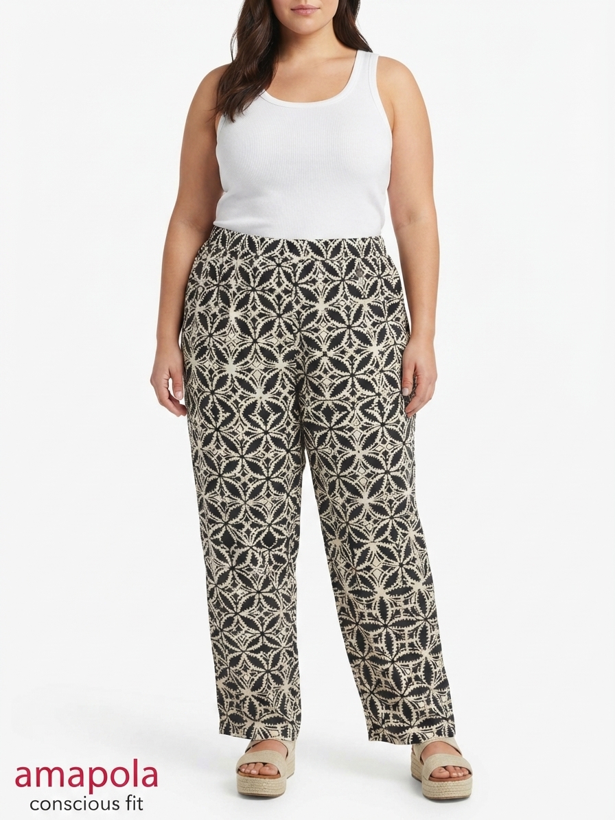 Pantalón Julia geométrico floral TXXL- Lookbook amapola conscious fit