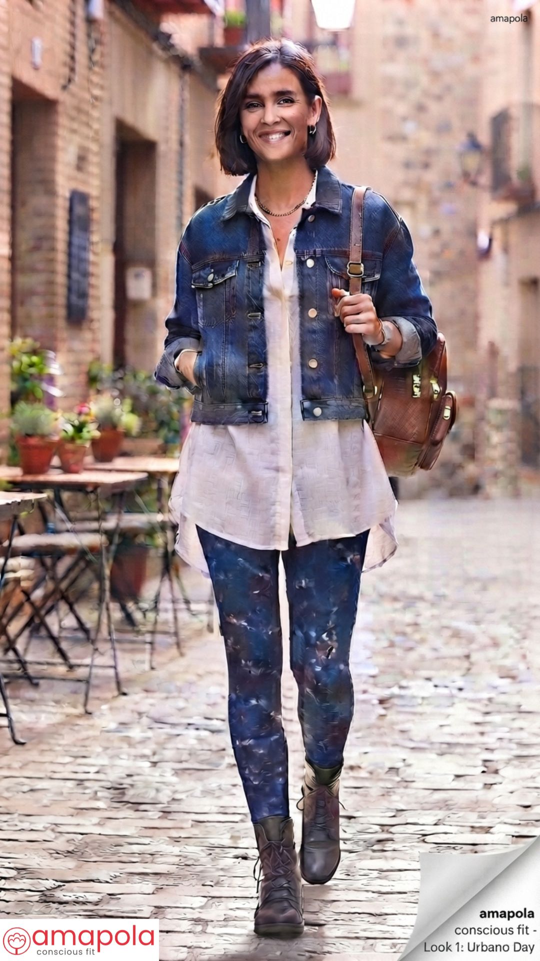 Urbano día - calza scuba azul- Lookbook amapola conscious fit